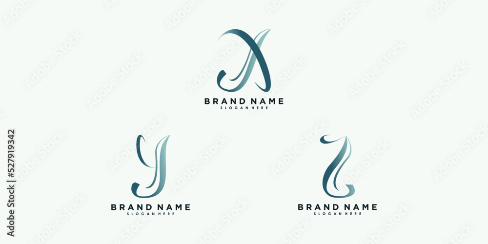set of letter x y z logo design with concept creative premium vector - obrazy, fototapety, plakaty 
