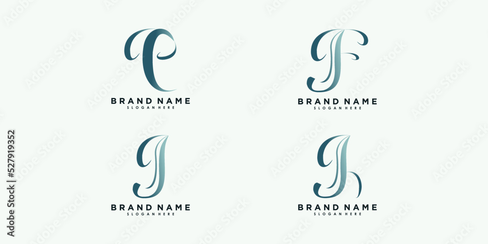 Fototapeta premium set of letter e f g h logo design with concept creative premium vector