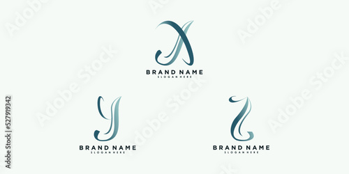 set of letter x y z logo design with concept creative premium vector