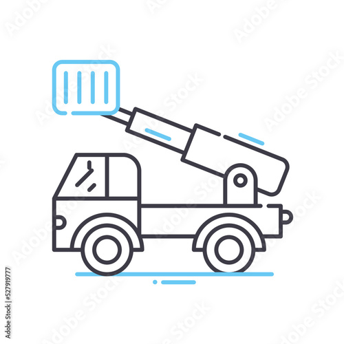 ladder truck line icon, outline symbol, vector illustration, concept sign