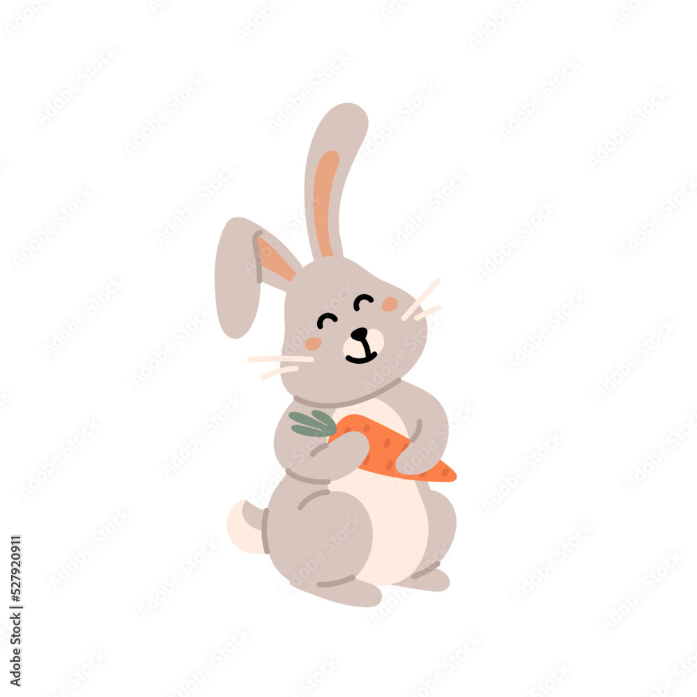Cute easter rabbit. Easter bunny with carrot. Vector. Print design rabbit, children print on t-shirt. Cute easter rabbit. Easter bunny with carrot. Vector. Print design rabbit, children print on t-shirt.