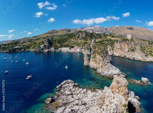 veduta aerea dell'antica tonnara di Scopello, in Sicilia photo