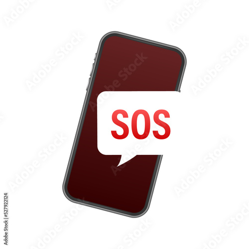 SOS emergency call. 911 calling. A cry for help. Vector stock illustration.