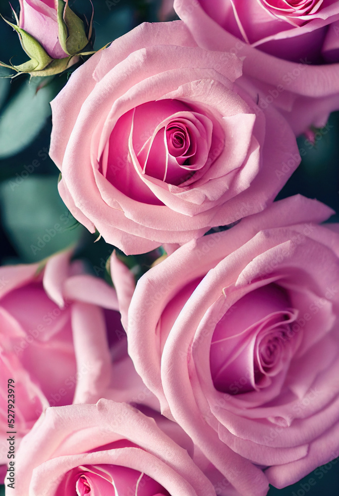 Beautiful pink rose, elegant 3d illustration of rose flower , close-up Beautiful pink rose, elegant 3d illustration of rose flower , close-up