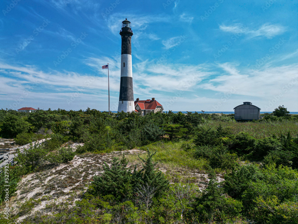 Fire Island Lighthouse from the bay side with the museum