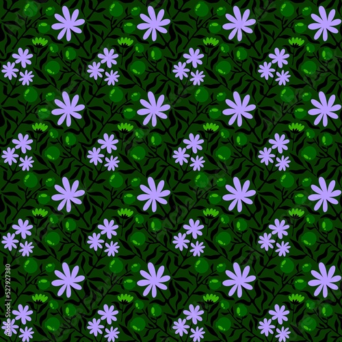 Floral spring summer seamless flower and berries pattern for wrapping paper and accessories and kids