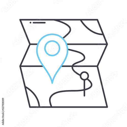 map line icon, outline symbol, vector illustration, concept sign