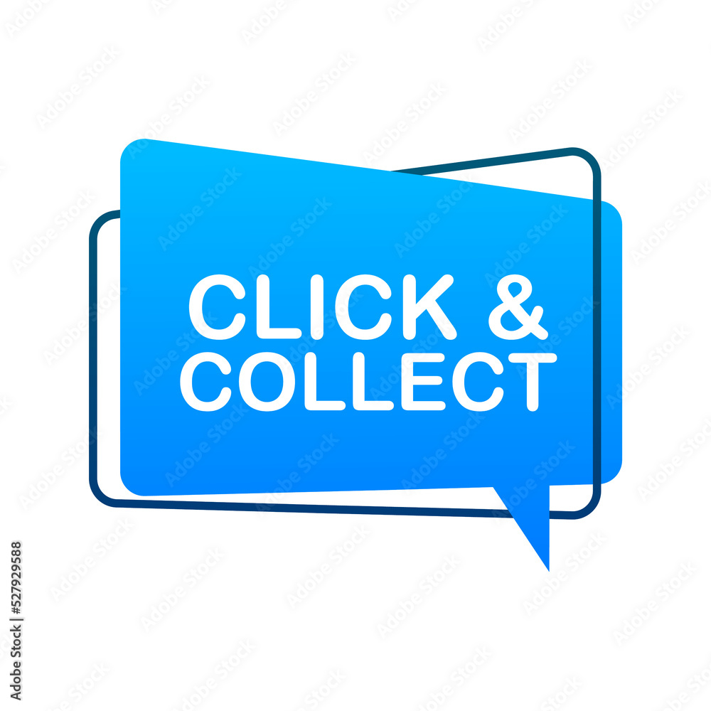 Megaphone click and collect banner. Flat style. Website vector icon. Vector stock illustration