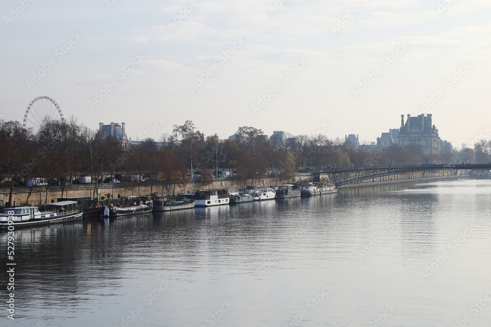 Embankments in the center of Paris, France