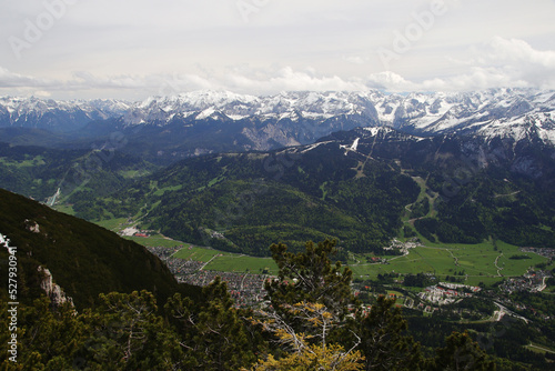 The view of Zugspitze mountain from Wank pick, Germany, Bavaria 