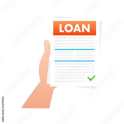 Loan agreement borrow money. Bank loan, credit agreement. Bank credit. Vector illustration.