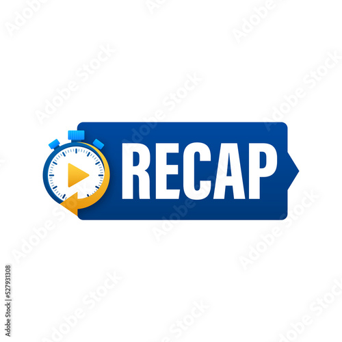 Recap, video play button replay. Watching on streaming. Vector stock illustration. photo