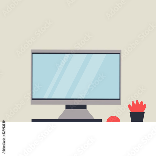 Computer. Desktop. Abstract flat vector illustration of web design and development concepts. 