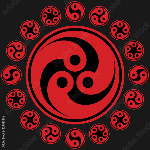 Vector design Tomoe hams symbol formed by three magatama