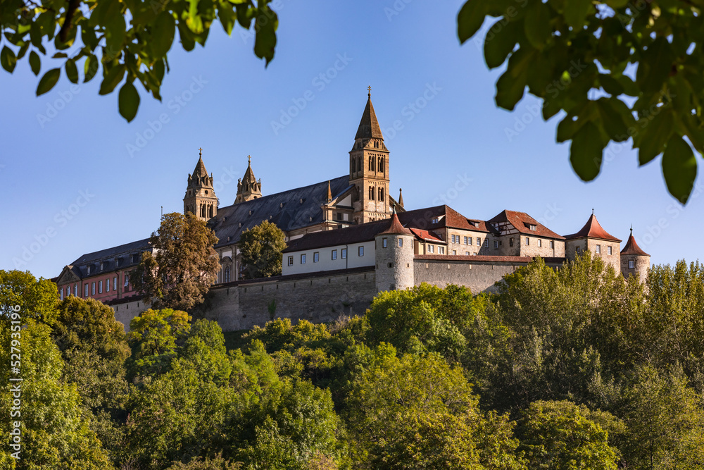 The Comburg as a former Benedictine monastery is located above the Steinbach district of Schwaebisch Hall in Baden-Wuerttemberg