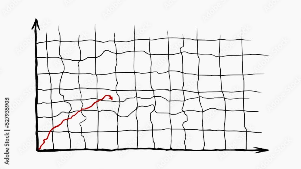 Vidéo Stock Graph plan constructed sketchy uneven then red arrow