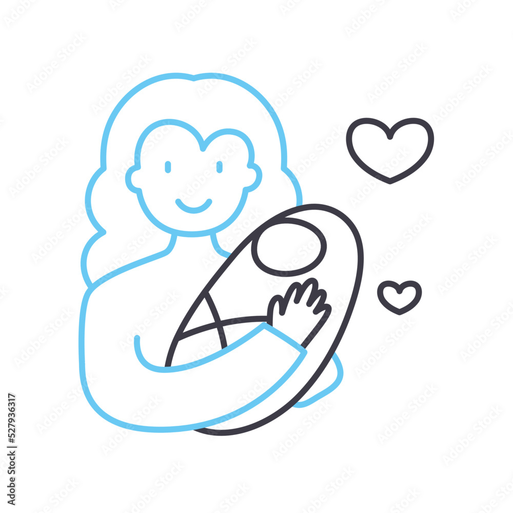 newborn care line icon, outline symbol, vector illustration, concept sign newborn care line icon, outline symbol, vector illustration, concept sign