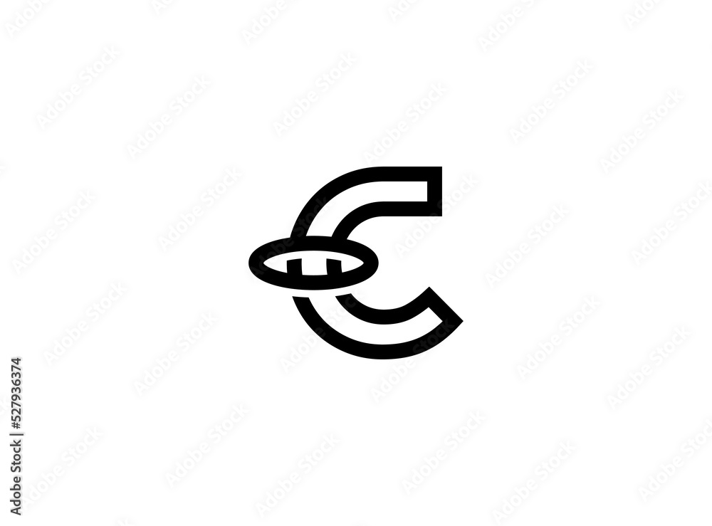 Simple letter C ring logo design template on white background. Suitable for logo brand and etc Simple letter C ring logo design template on white background. Suitable for logo brand and etc