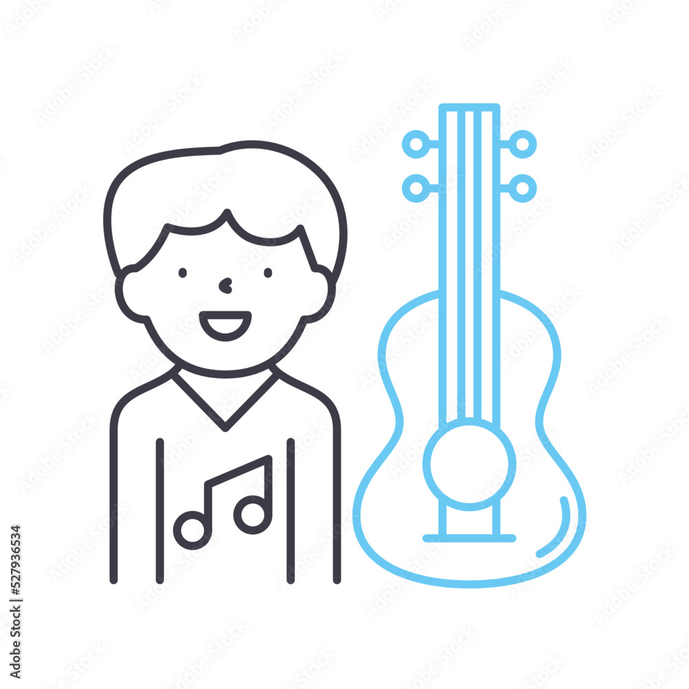 music teacher male line icon, outline symbol, vector illustration, concept sign music teacher male line icon, outline symbol, vector illustration, concept sign