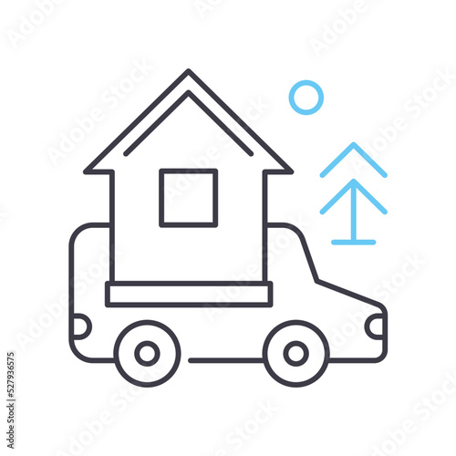 moving help line icon, outline symbol, vector illustration, concept sign