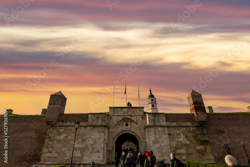 sunset over the castle kalemegdan belgrade photo