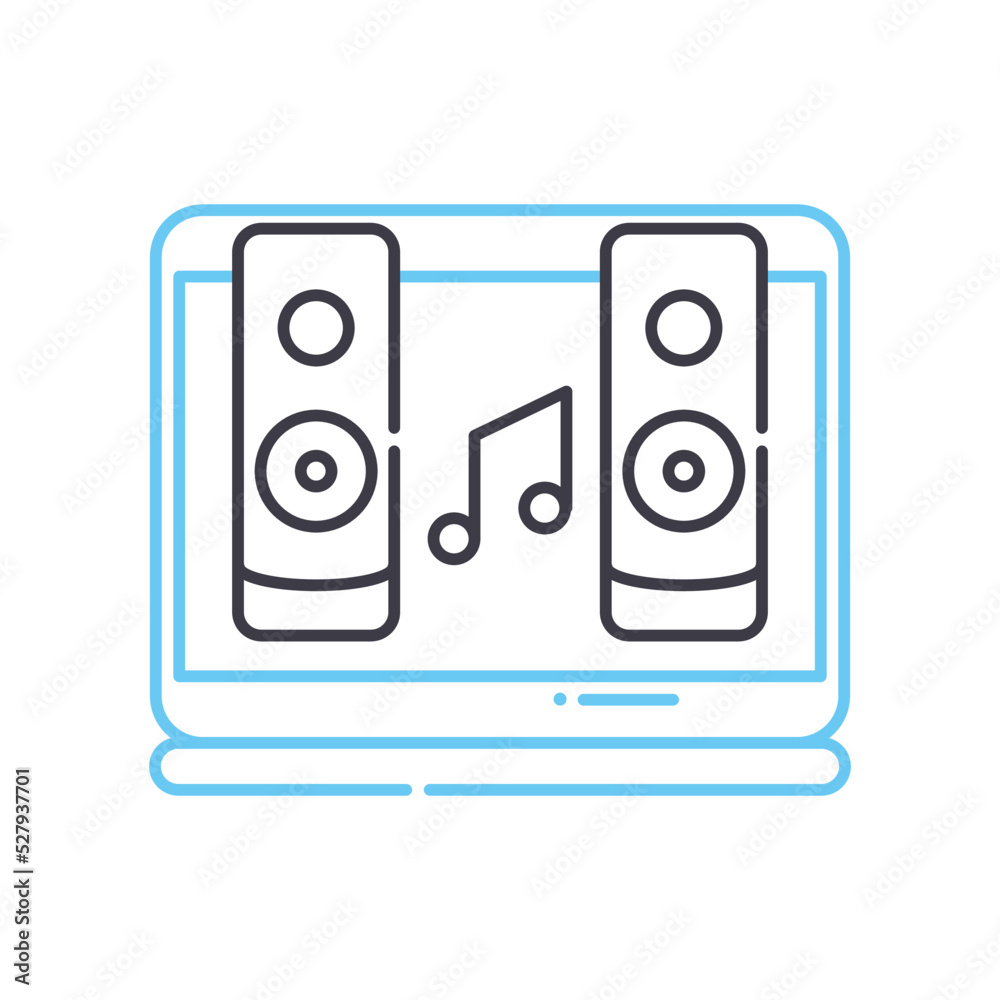 online concert line icon, outline symbol, vector illustration, concept sign online concert line icon, outline symbol, vector illustration, concept sign