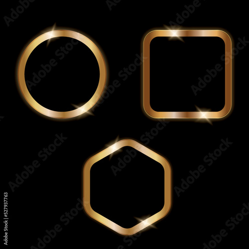 elegant set of golden decorative frames, offer set and vector sparkles