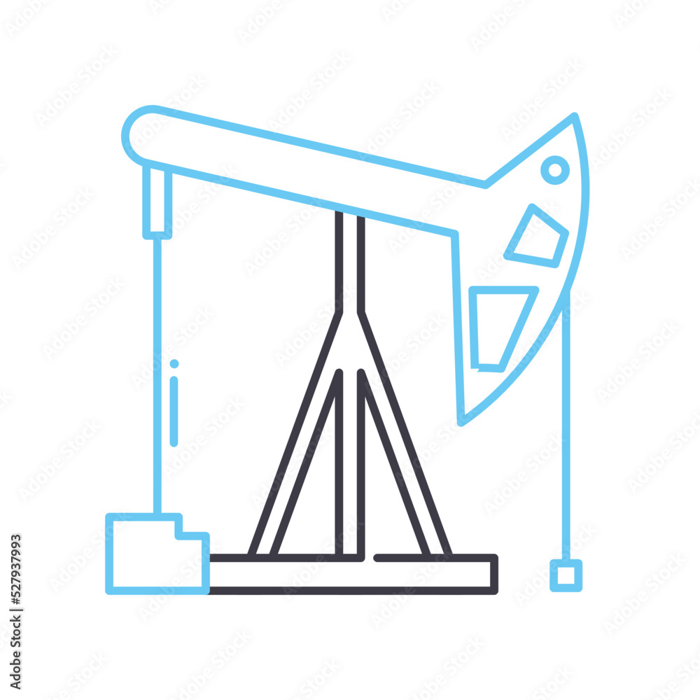 Fototapeta premium oil pump production line icon, outline symbol, vector illustration, concept sign