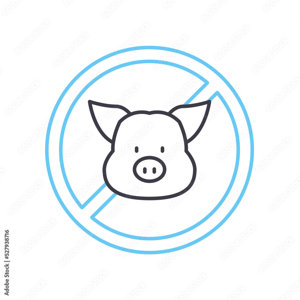 no pork meat line icon, outline symbol, vector illustration, concept sign no pork meat line icon, outline symbol, vector illustration, concept sign