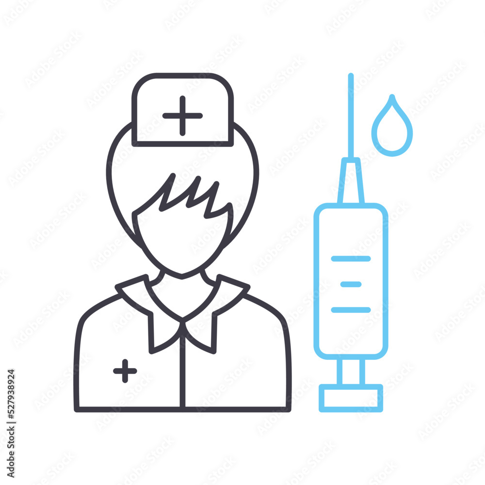 nurse line icon, outline symbol, vector illustration, concept sign