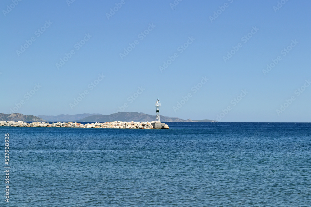 Lighthouse in Nea Epidavros, a village in the Saronic Gulf.