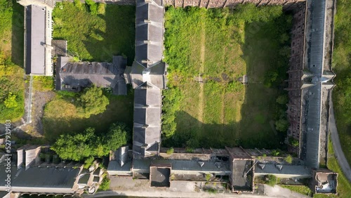 Aerial, birds eye view over ruins of St Joseph's College Seminary, Up Holland. photo