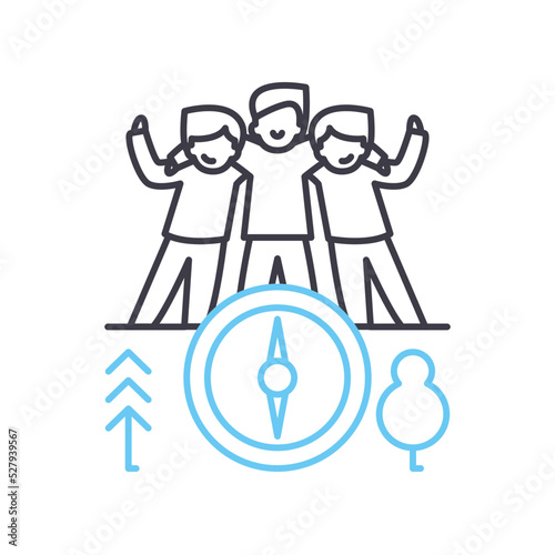 orienteering line icon, outline symbol, vector illustration, concept sign