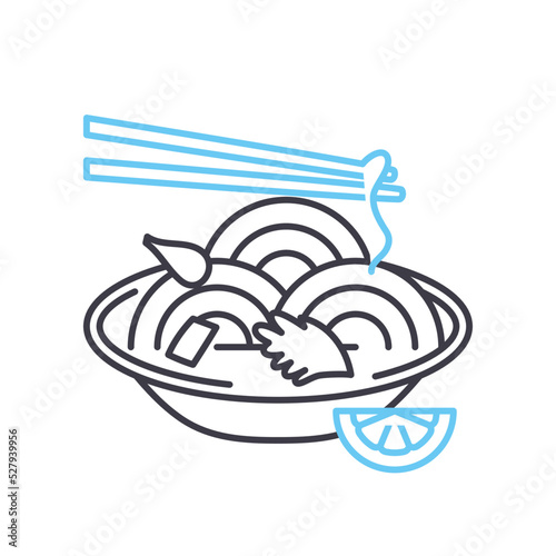 pad thai line icon, outline symbol, vector illustration, concept sign