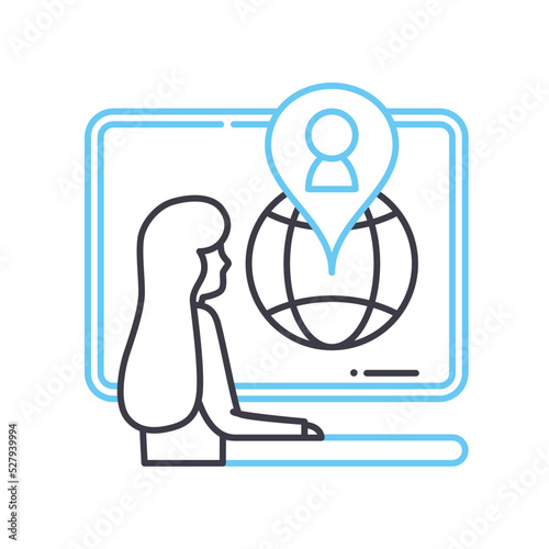 outsourcing line icon, outline symbol, vector illustration, concept sign