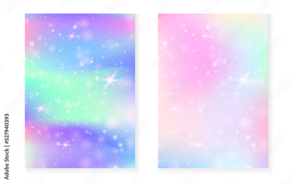 Unicorn background with kawaii magic gradient. Princess rainbow hologram. Unicorn background with kawaii magic gradient. Princess rainbow hologram.