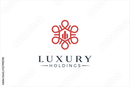 Fototapeta Naklejka Na Ścianę i Meble -  Luxury apartment logo design real estate mandala decoration icon symbol