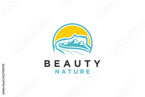 Beauty wellness salon logo design nature outdoor mountain element icon symbol