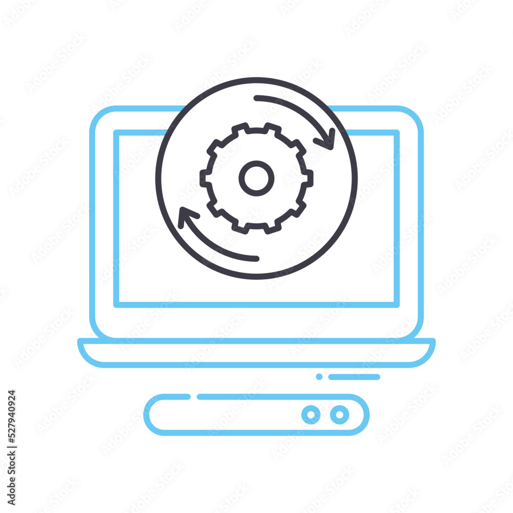 operation system installation line icon, outline symbol, vector illustration, concept sign operation system installation line icon, outline symbol, vector illustration, concept sign
