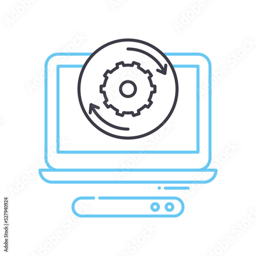 operation system installation line icon  outline symbol  vector illustration  concept sign