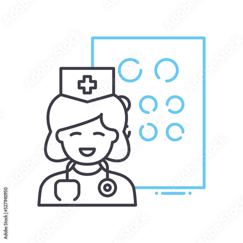 ophtalmologist line icon, outline symbol, vector illustration, concept sign