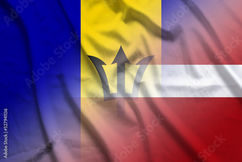 Barbados and Latvia political flag transborder contract LVA BRB photo