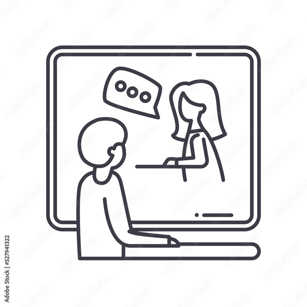 online tutorials line icon, outline symbol, vector illustration, concept sign online tutorials line icon, outline symbol, vector illustration, concept sign