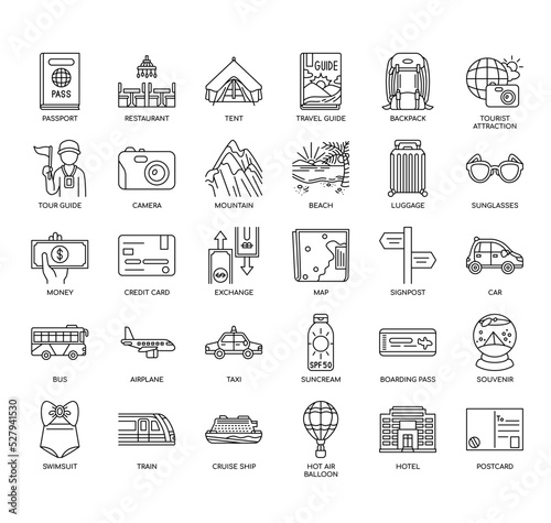 Set of Travel thin line icons for any web and app project.