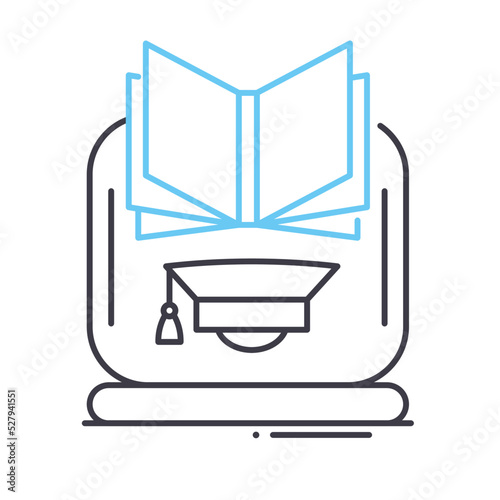 online course line icon, outline symbol, vector illustration, concept sign