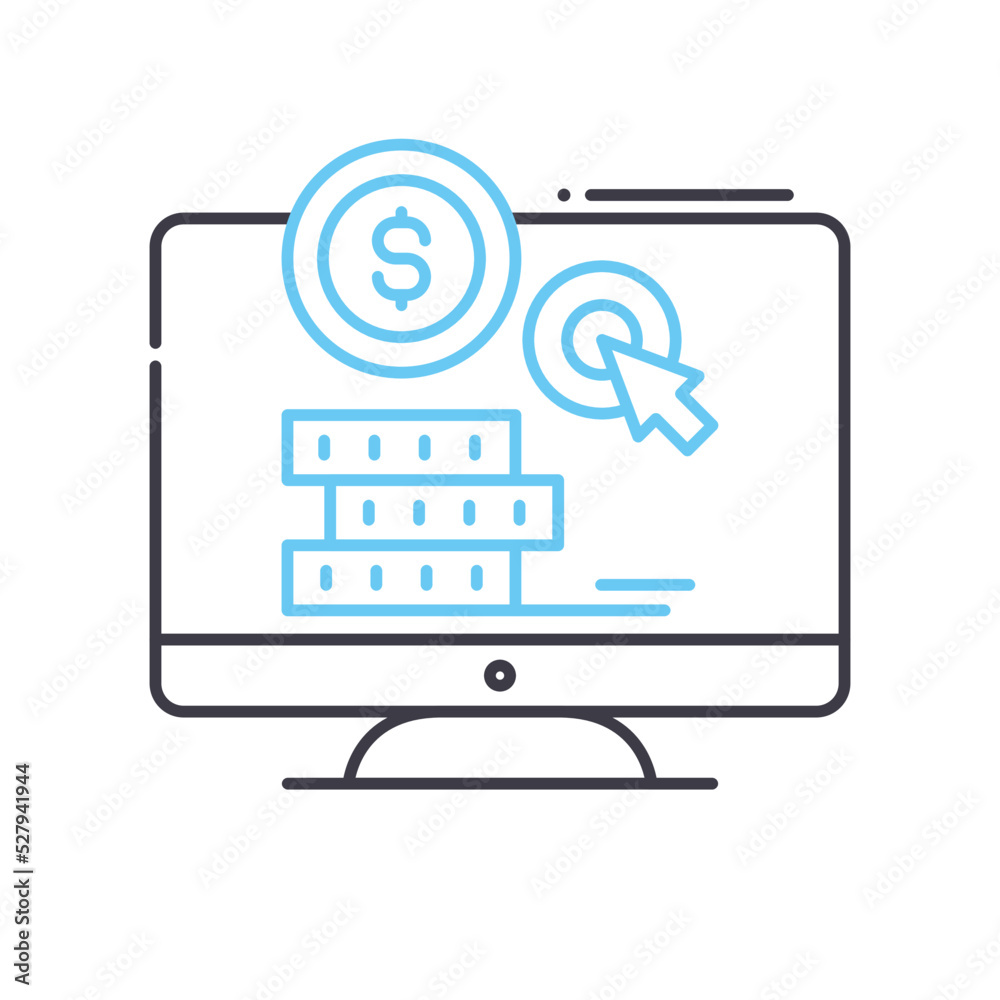 pay per click line icon, outline symbol, vector illustration, concept sign pay per click line icon, outline symbol, vector illustration, concept sign
