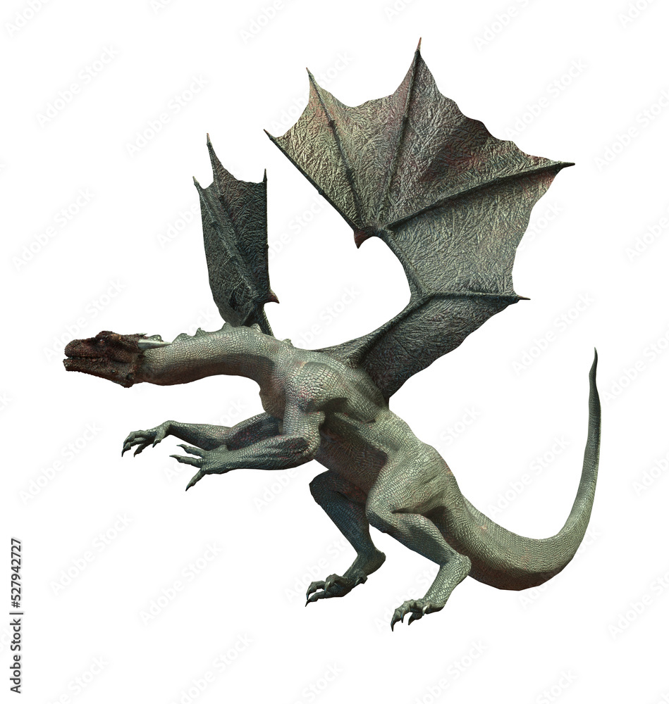 Fototapeta premium mythological dragon 3d render on white background