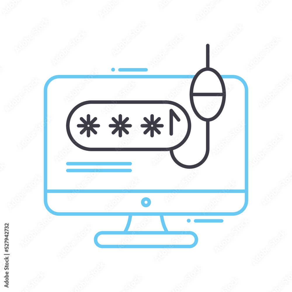 password phishing line icon, outline symbol, vector illustration, concept sign password phishing line icon, outline symbol, vector illustration, concept sign