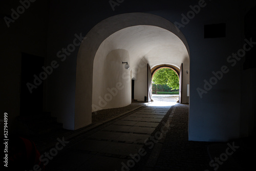 Passage to the castle and view of the courtyard