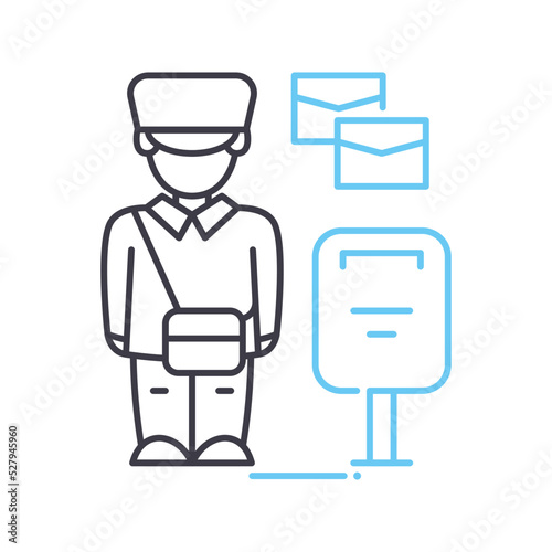 postman service line icon, outline symbol, vector illustration, concept sign